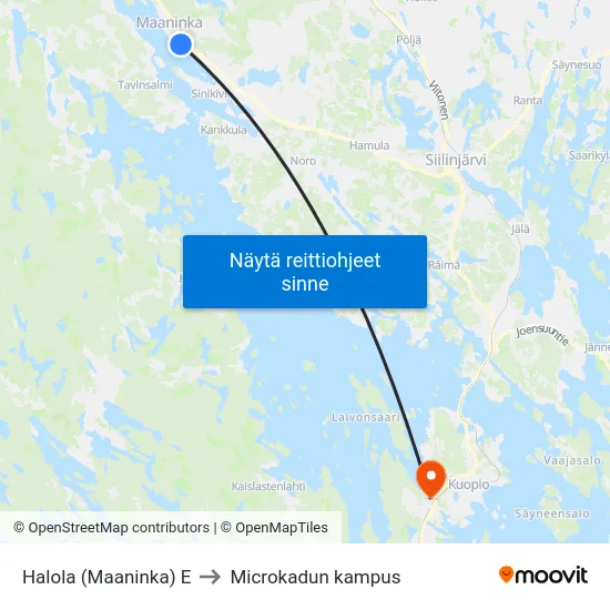 Halola (Maaninka) E to Microkadun kampus map