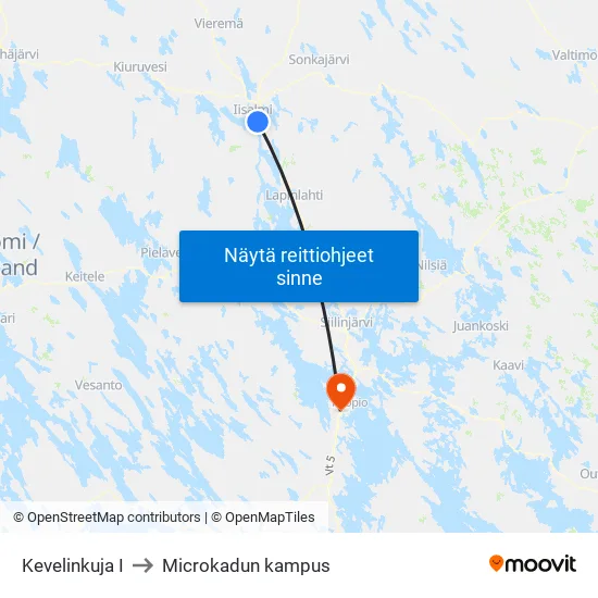 Kevelinkuja I to Microkadun kampus map