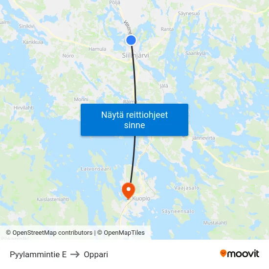 Pyylammintie E to Oppari map