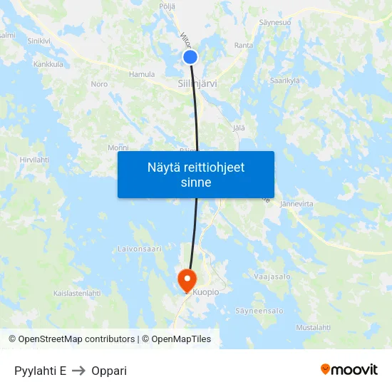 Pyylahti E to Oppari map