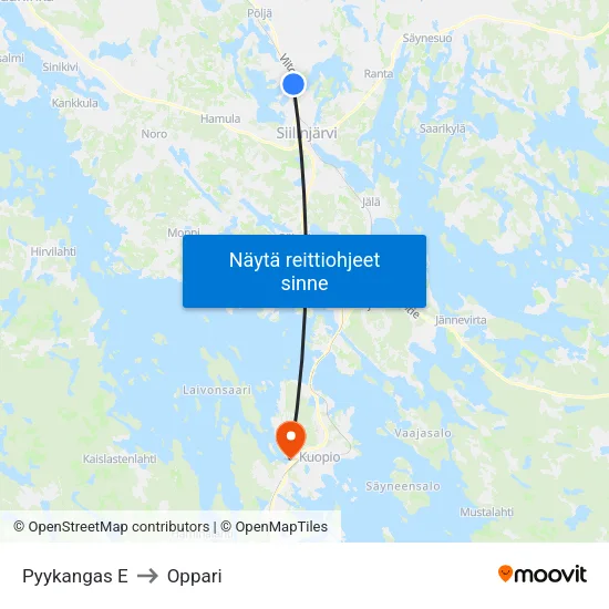 Pyykangas E to Oppari map