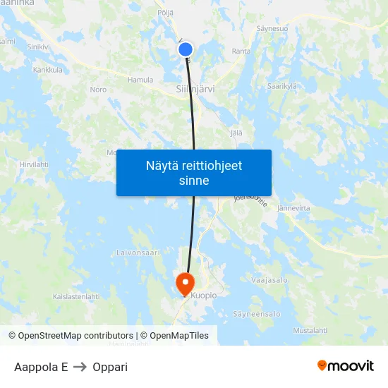 Aappola E to Oppari map