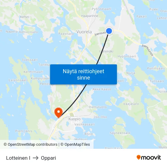 Lotteinen I to Oppari map