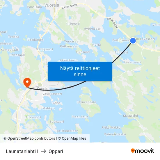 Launatanlahti I to Oppari map