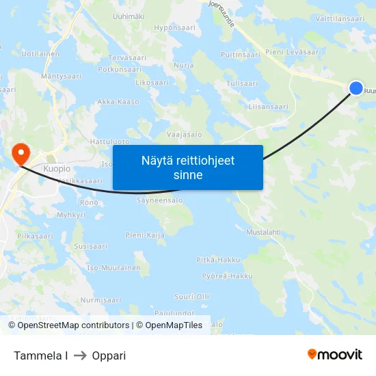 Tammela I to Oppari map