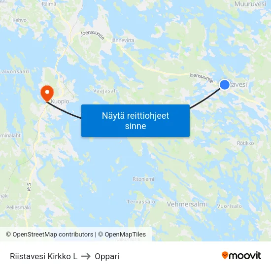 Riistavesi Kirkko L to Oppari map
