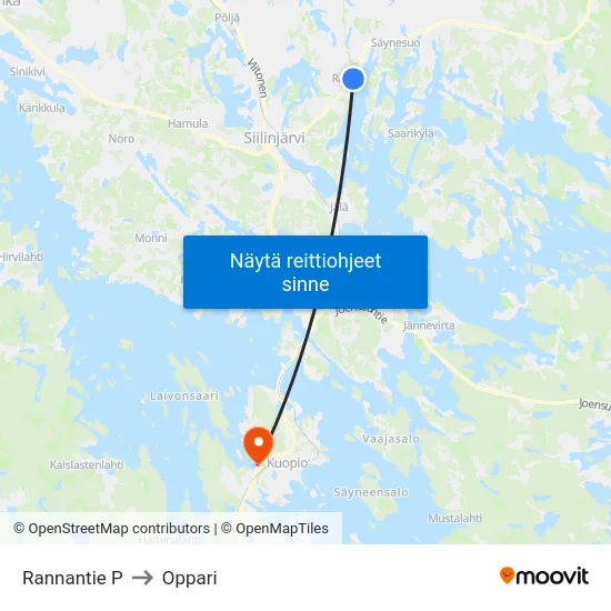 Rannantie P to Oppari map