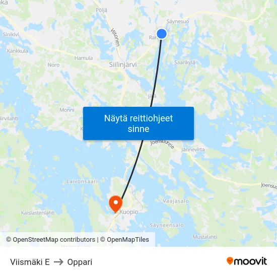 Viismäki E to Oppari map