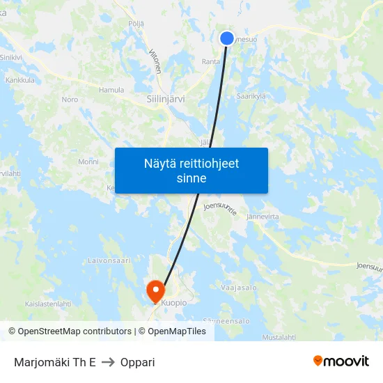 Marjomäki Th E to Oppari map