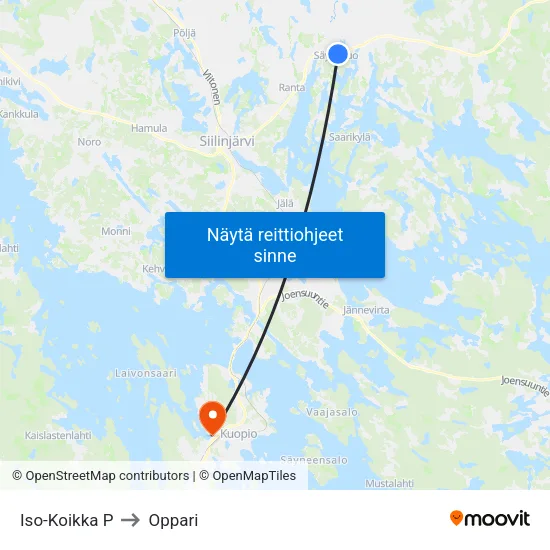 Iso-Koikka P to Oppari map