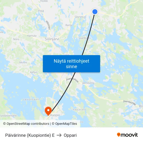 Päivärinne (Kuopiontie) E to Oppari map