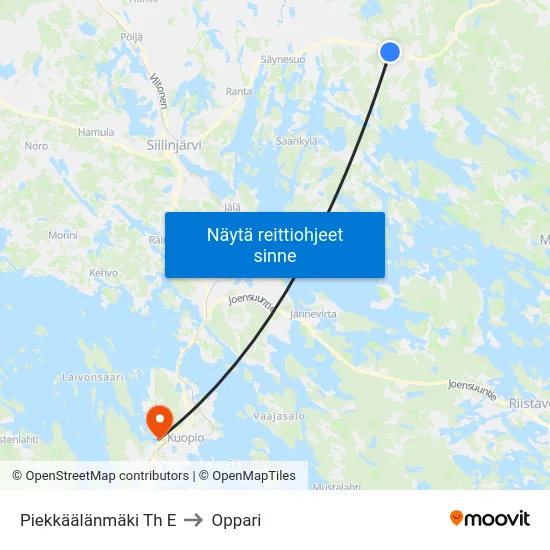 Piekkäälänmäki Th E to Oppari map