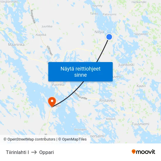Tiirinlahti I to Oppari map