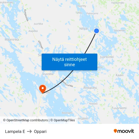 Lampela E to Oppari map