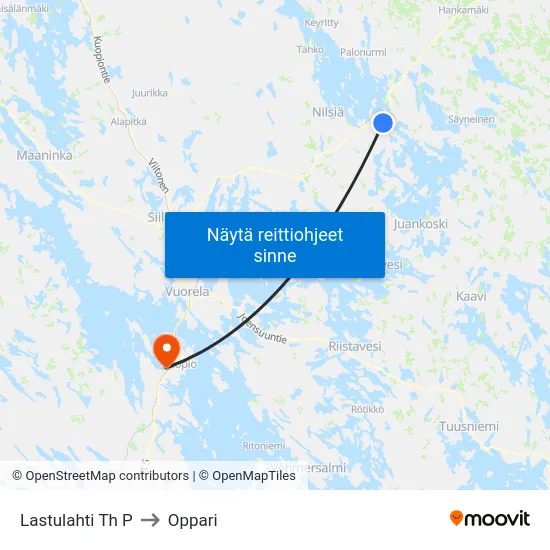 Lastulahti Th P to Oppari map