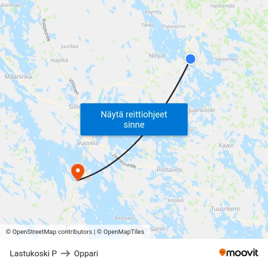 Lastukoski P to Oppari map