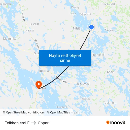 Telkkoniemi E to Oppari map