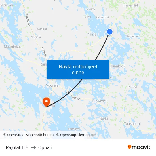 Rajolahti E to Oppari map