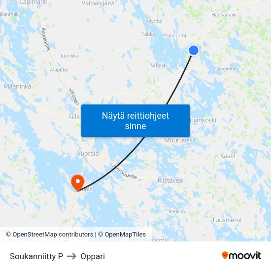 Soukanniitty P to Oppari map