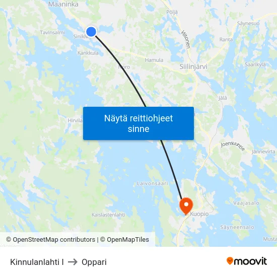 Kinnulanlahti I to Oppari map