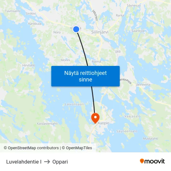 Luvelahdentie I to Oppari map
