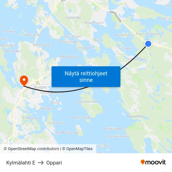Kylmälahti E to Oppari map