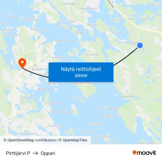 Pirttijärvi P to Oppari map