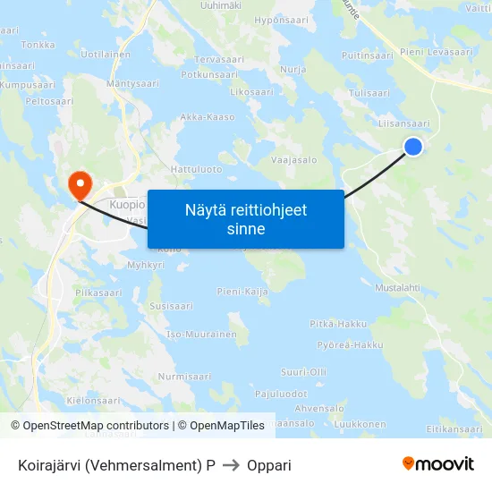 Koirajärvi (Vehmersalment) P to Oppari map