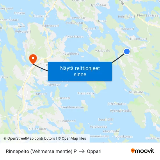 Rinnepelto (Vehmersalmentie) P to Oppari map