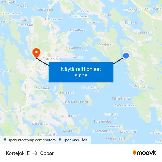 Kortejoki E to Oppari map