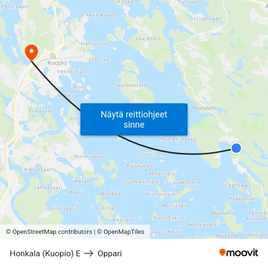 Honkala (Kuopio) E to Oppari map