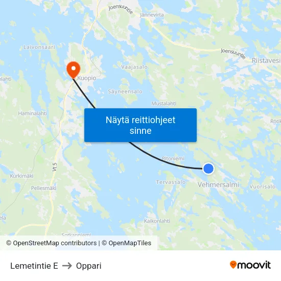 Lemetintie E to Oppari map