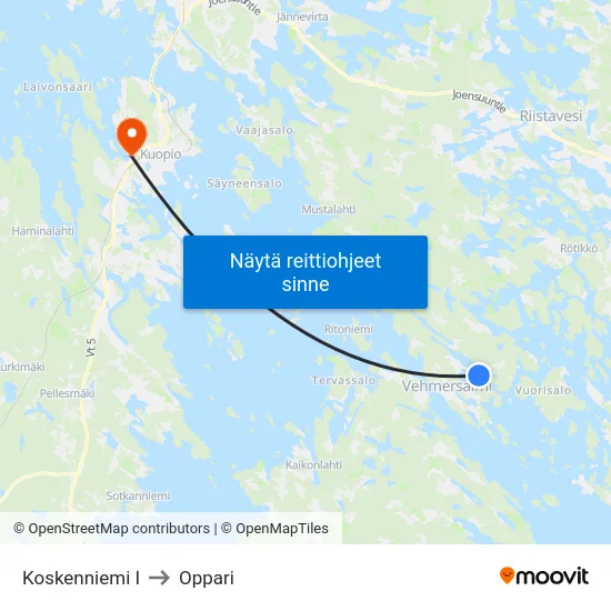 Koskenniemi I to Oppari map