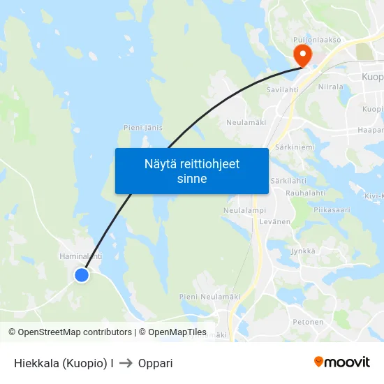 Hiekkala (Kuopio) I to Oppari map