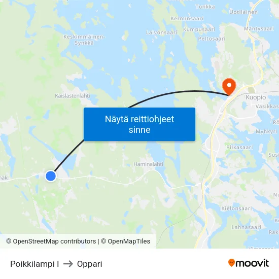 Poikkilampi I to Oppari map