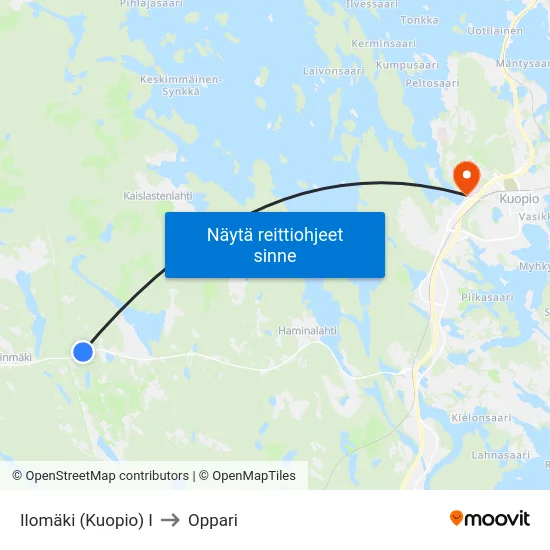 Ilomäki (Kuopio) I to Oppari map