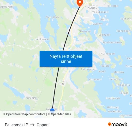 Pellesmäki P to Oppari map
