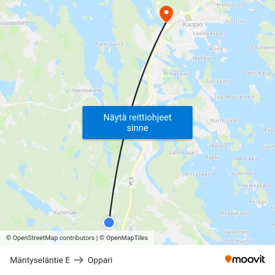 Mäntyseläntie E to Oppari map