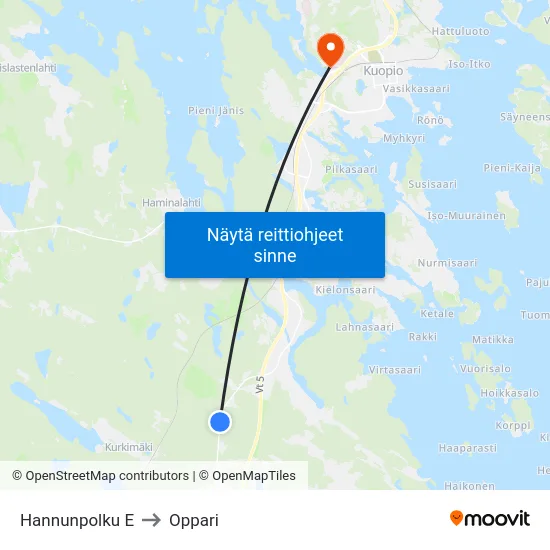 Hannunpolku E to Oppari map