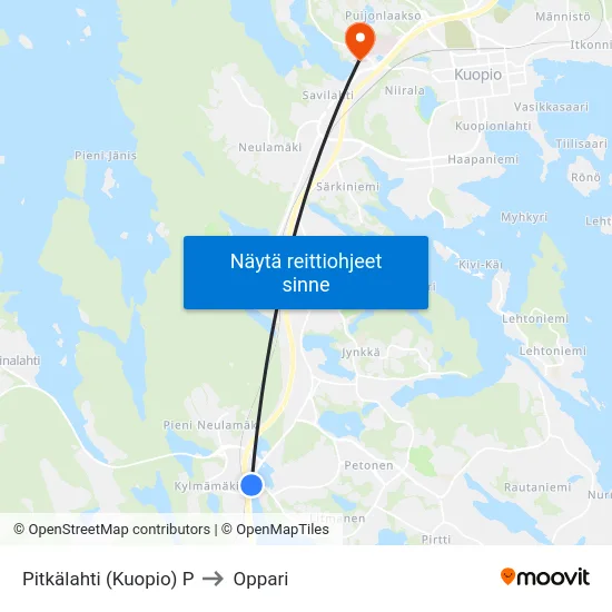 Pitkälahti (Kuopio) P to Oppari map