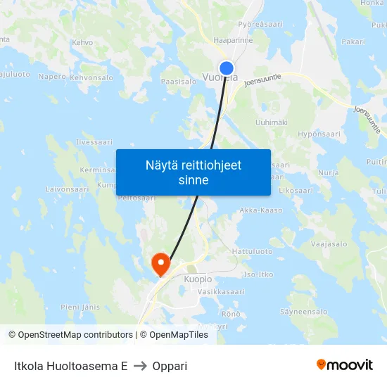 Itkola Huoltoasema E to Oppari map