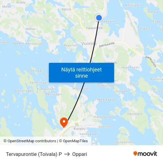 Tervapurontie (Toivala) P to Oppari map