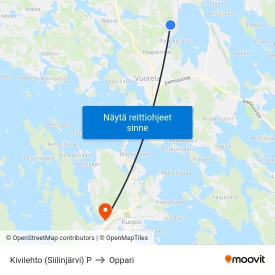 Kivilehto (Siilinjärvi) P to Oppari map