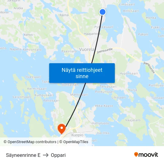 Säyneenrinne E to Oppari map