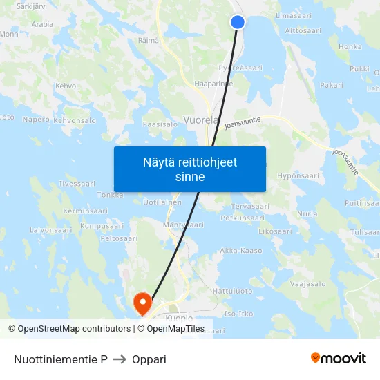 Nuottiniementie P to Oppari map