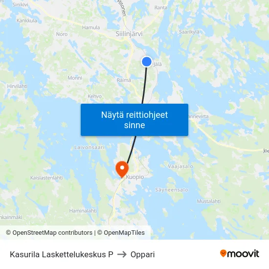 Kasurila Laskettelukeskus P to Oppari map