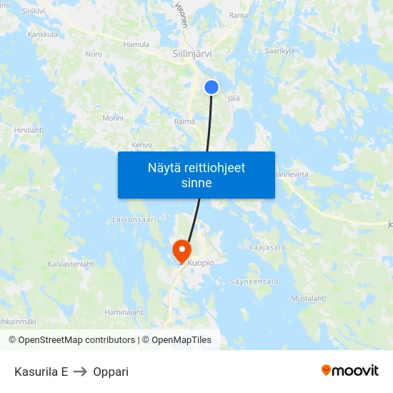 Kasurila E to Oppari map
