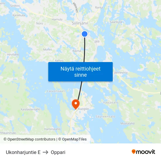 Ukonharjuntie E to Oppari map