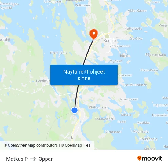 Matkus P to Oppari map