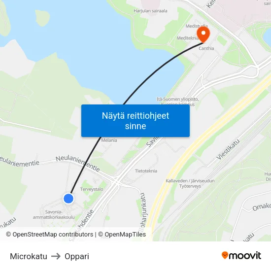 Microkatu to Oppari map